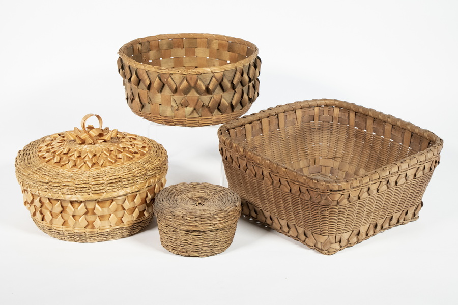 Appraisal: NATIVE AMERICAN BASKETS Lot of Maine Native American Crafted Baskets