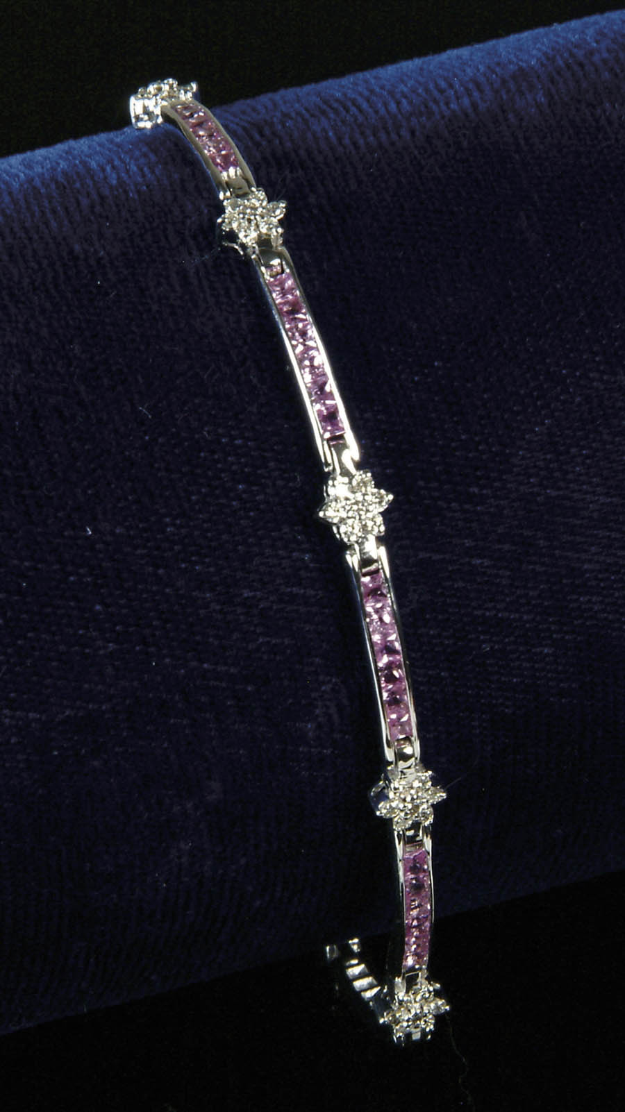 Appraisal: PINK SAPPHIRE DIAMOND AND K WHITE GOLD BRACELET The eight