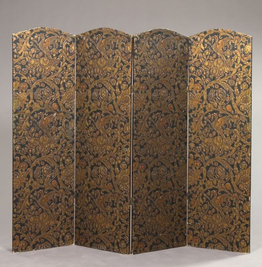 Appraisal: Attractive Spanish Four-Panel Folding Screen first quarter th century of