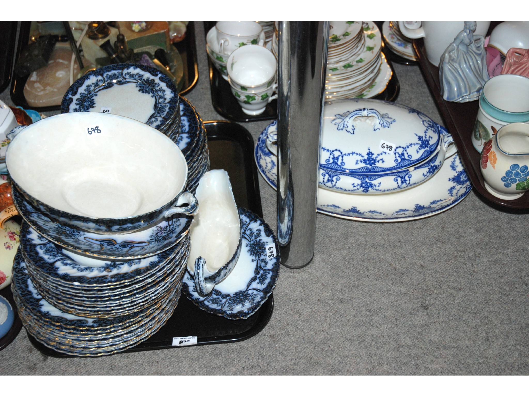 Appraisal: Pountney's Bristol semi china Milton pattern dinnerwares together with a