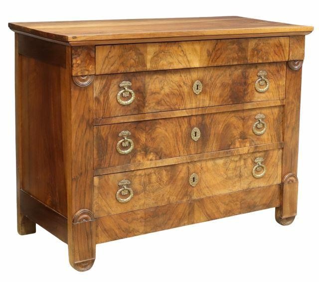 Appraisal: French Empire style walnut commode mid th c concealed frieze