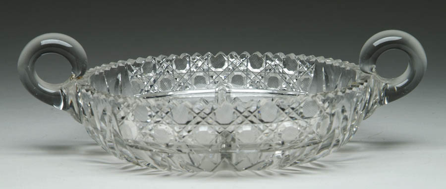 Appraisal: CUT GLASS BOWL Bowl is cut in tulip rose and