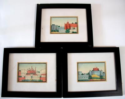 Appraisal: th Century Company School Three Studies of Indian Buildings watercolour