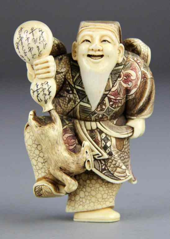 Appraisal: Japanese Polychrome Ivory OkimonoFinely carved to depict a man standing