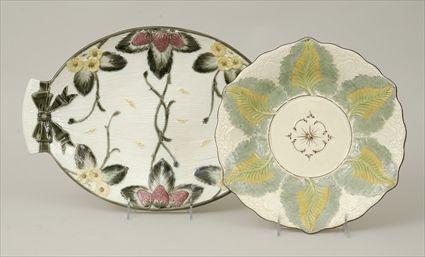 Appraisal: Wedgwood Creamware 'Cauliflower' Bowl Marked Together with a Wedgwood majolica