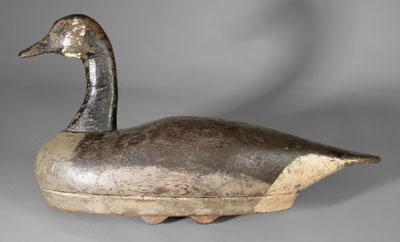 Appraisal: Canada goose decoy carved and painted wood glass eyes flat