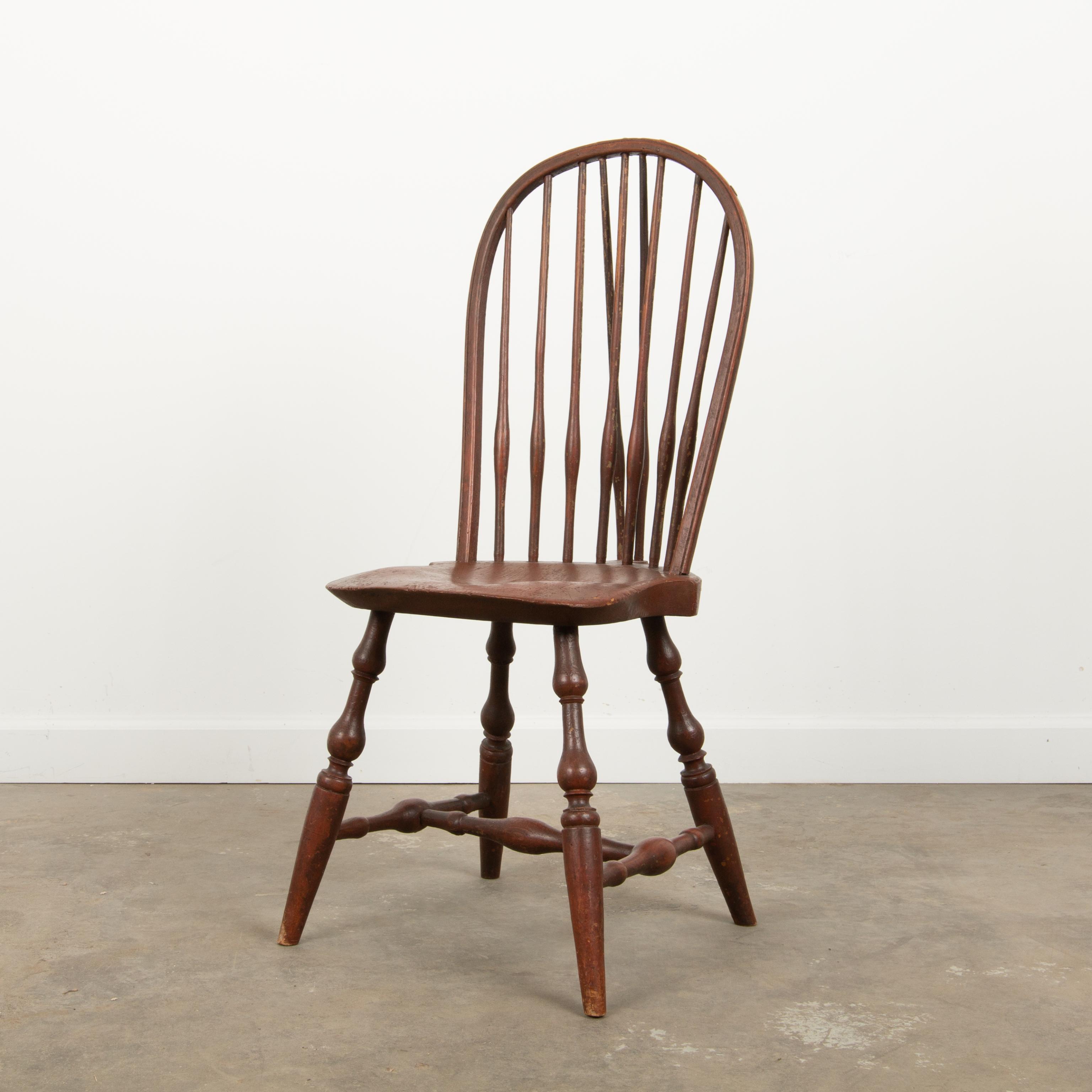 Appraisal: BRACE-BACK WINDSOR SIDE CHAIR An American brace-back Windsor side chair