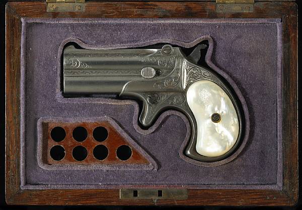 Appraisal: A factory engraved Remington double derringer with associated case Batch