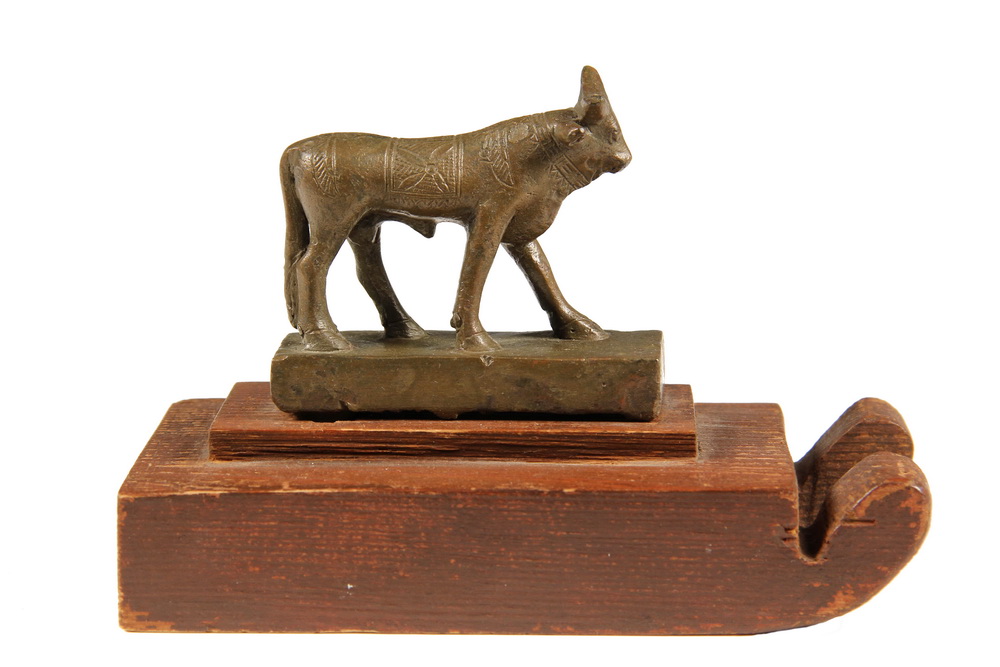 Appraisal: HINDO-PERSIAN BRONZE BULL - Cast Bronze Bull with engraved decoration