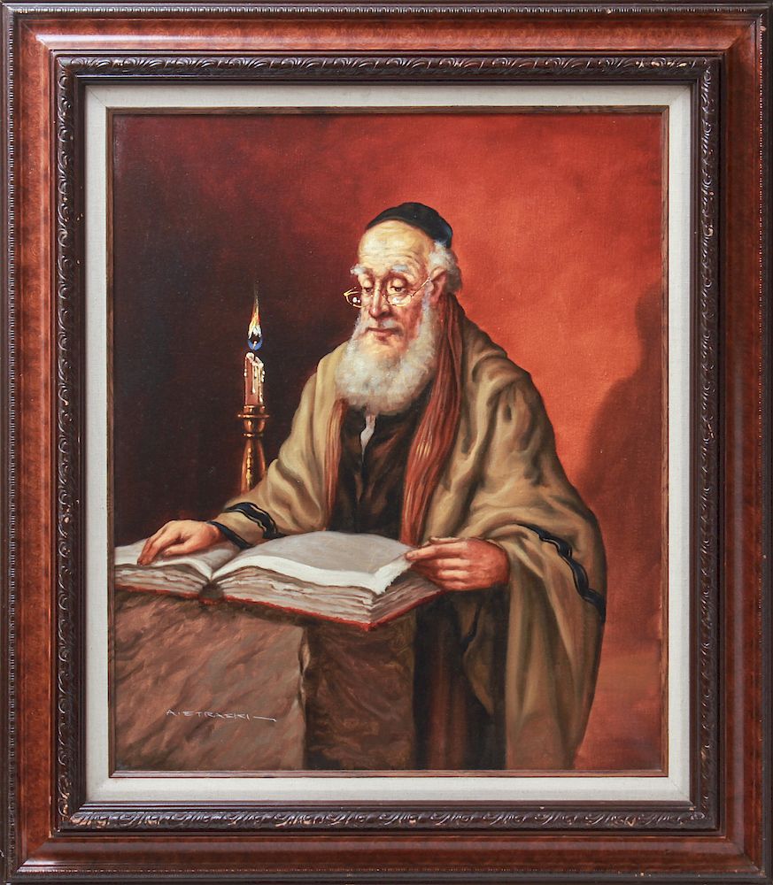 Appraisal: Abraham Straski Portrait of Rabbi Oil on Canvas Abraham Straski