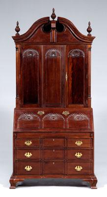 Appraisal: Newport style desk and bookcase mahogany with mahogany secondary two-case