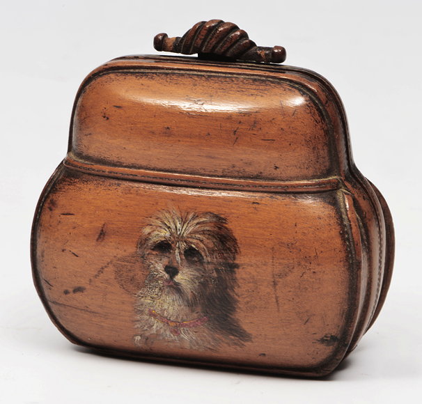 Appraisal: A VICTORIAN CARVED WOODEN PURSE in the form of a