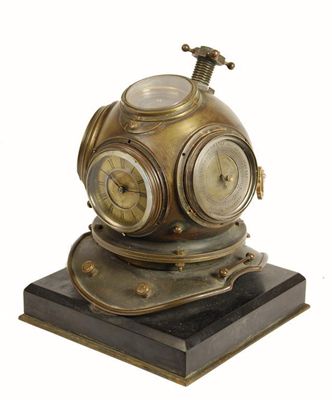 Appraisal: A late th century brass novelty combination desk clock modelled