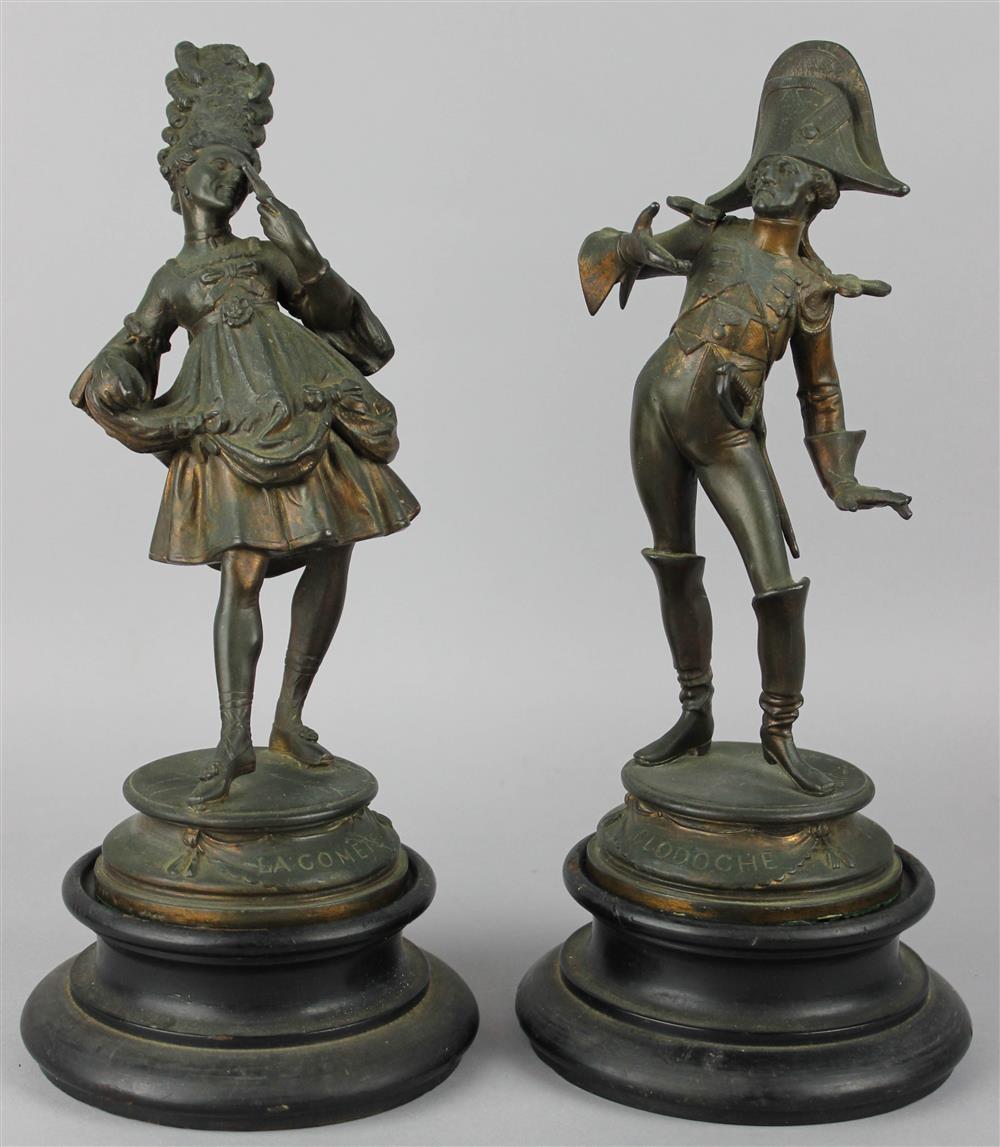 Appraisal: PAIR OF PARCEL GILT METAL FIGURES AFTER EMILE CORIOLAN HIPPOLYTE