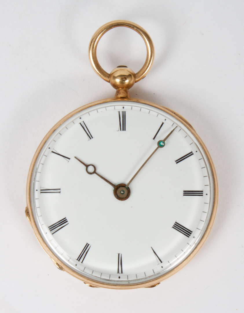 Appraisal: French keywind open-face gold pocket watch Le Roy Fils Paris