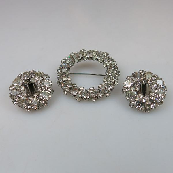 Appraisal: Weiss Silver Tone Metal Circular Brooch And Earrings set with