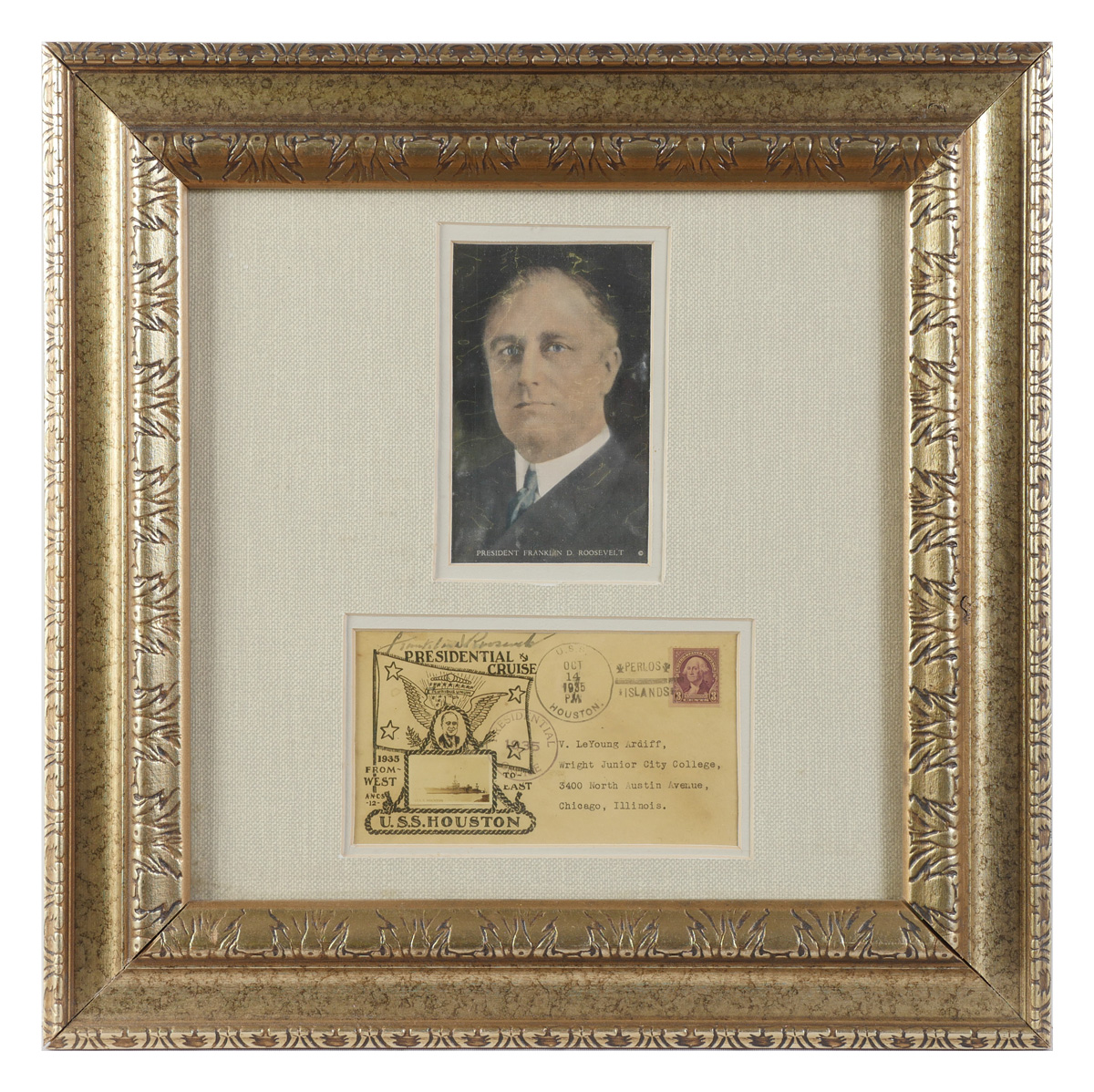 Appraisal: FDR AUTOGRAPHED PRESIDENTIAL CRUISE INVITE Presidential cruise invitation envelope dated