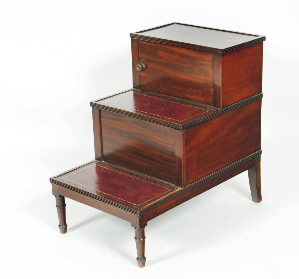 Appraisal: A REGENCY MAHOGANY BEDSIDE STEP COMMODE of oblong form with