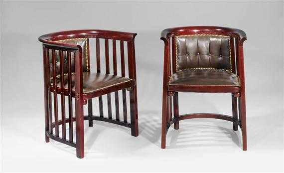 Appraisal: HOFFMANN JOSEF PAIR OF ARMCHAIRS circa for J J Kohn