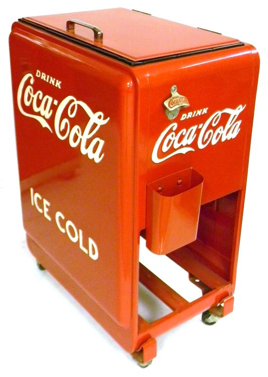 Appraisal: Coca Cola cooler mid-century metal painted red with white lettering