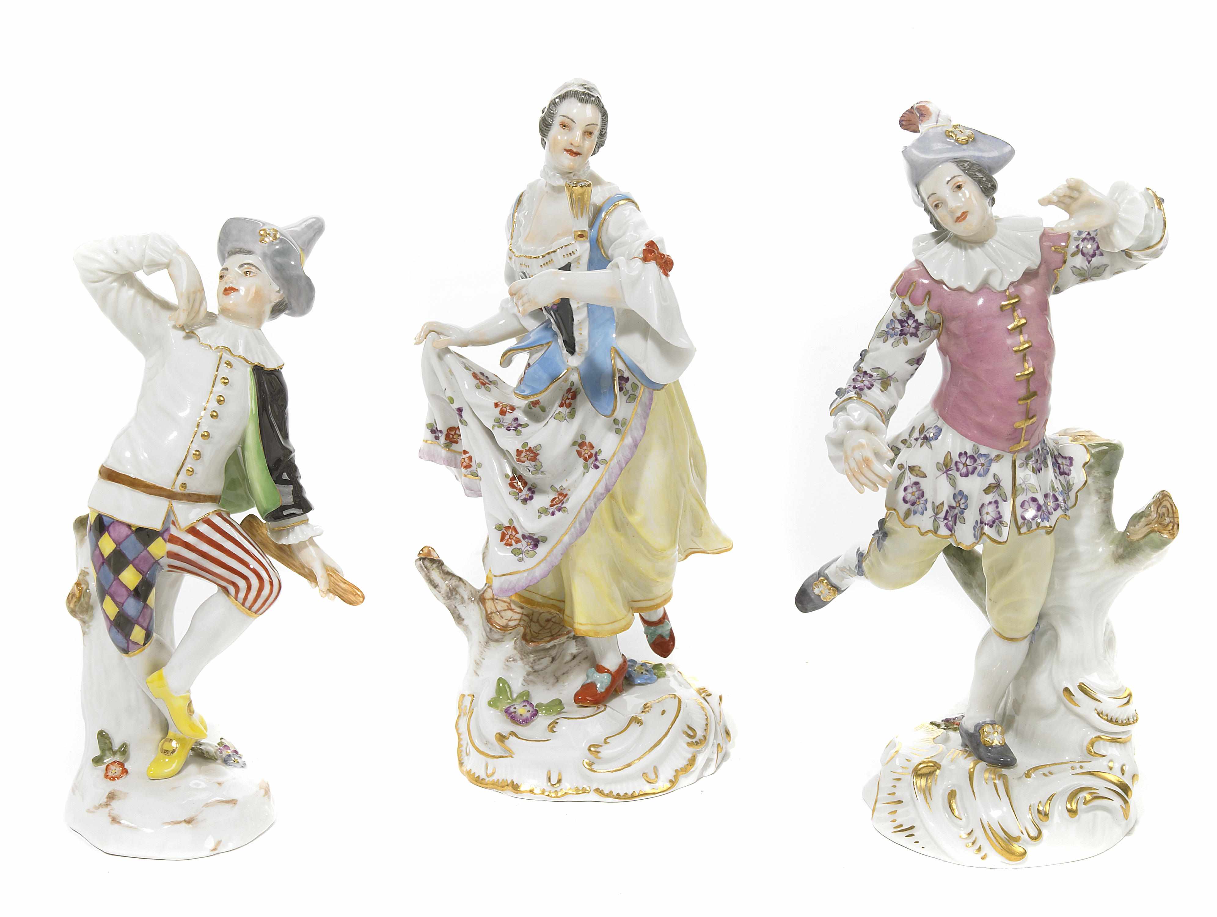 Appraisal: A group of three Meissen porcelain figures th century Each