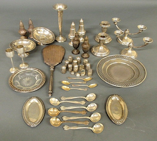 Appraisal: Grouping of sterling silver tableware etc