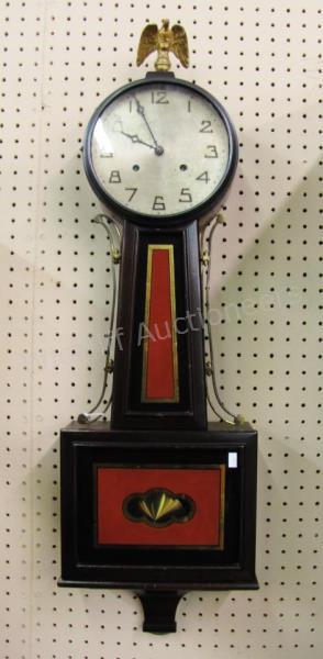 Appraisal: A New Haven Federal banjo style wall clock with eagle