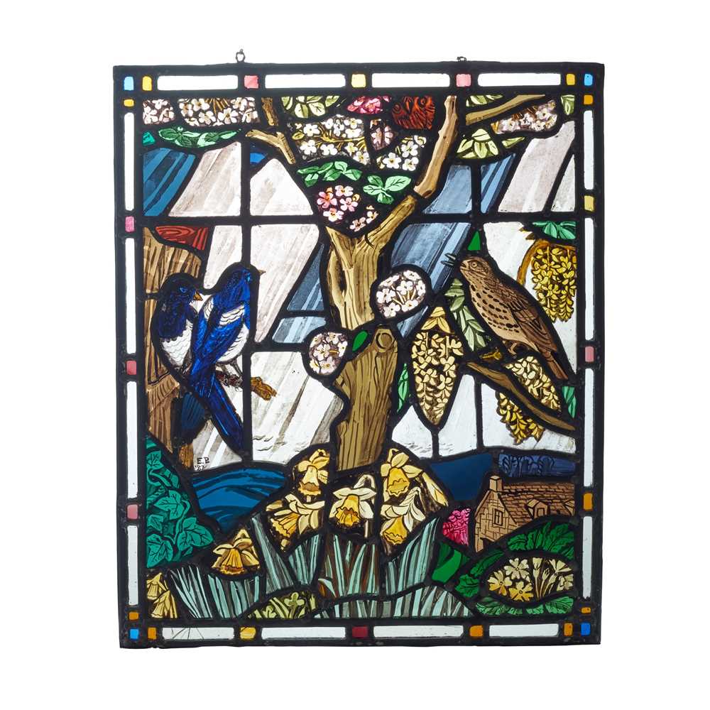 Appraisal: EDWARD RAYMOND PAYNE - STAINED GLASS PANEL DATED stained leaded