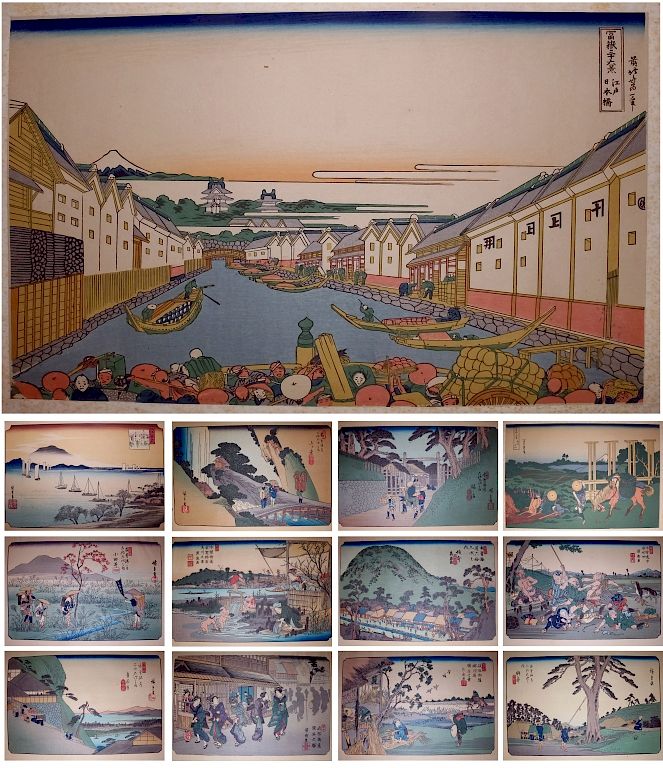 Appraisal: Lot Of Old Japanese Woodblock Color Prints Collection of thirteen