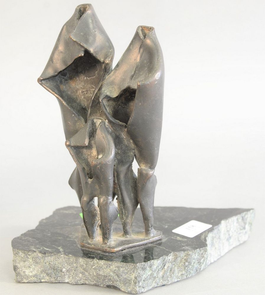 Appraisal: Mid-century Bronze sculpture with three figures folded bronze sheets on