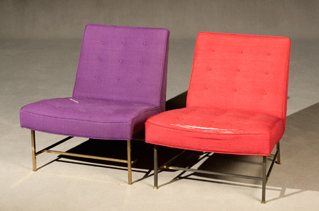 Appraisal: Pair of Harvey Probber Brass Lounge Chairs Manufactured by Directional