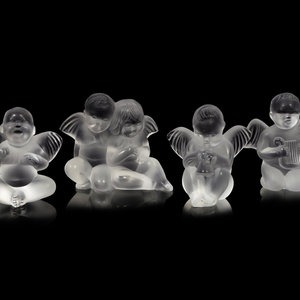 Appraisal: Four Lalique Cherub Figures Second Half th Century Height of