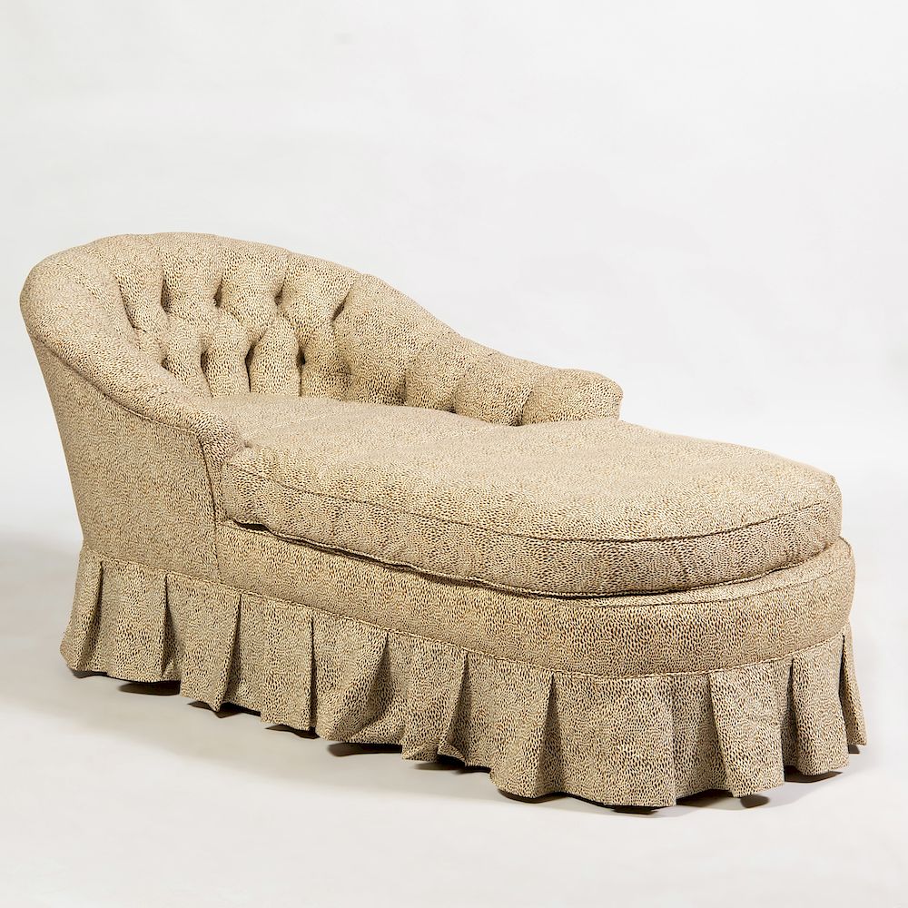 Appraisal: Modern Printed Cotton Tufted Upholstered Chaise Lounge x x in