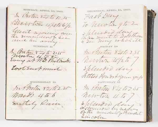 Appraisal: Civil War-Era Diary Containing April Reference to Lincoln's Death Plus