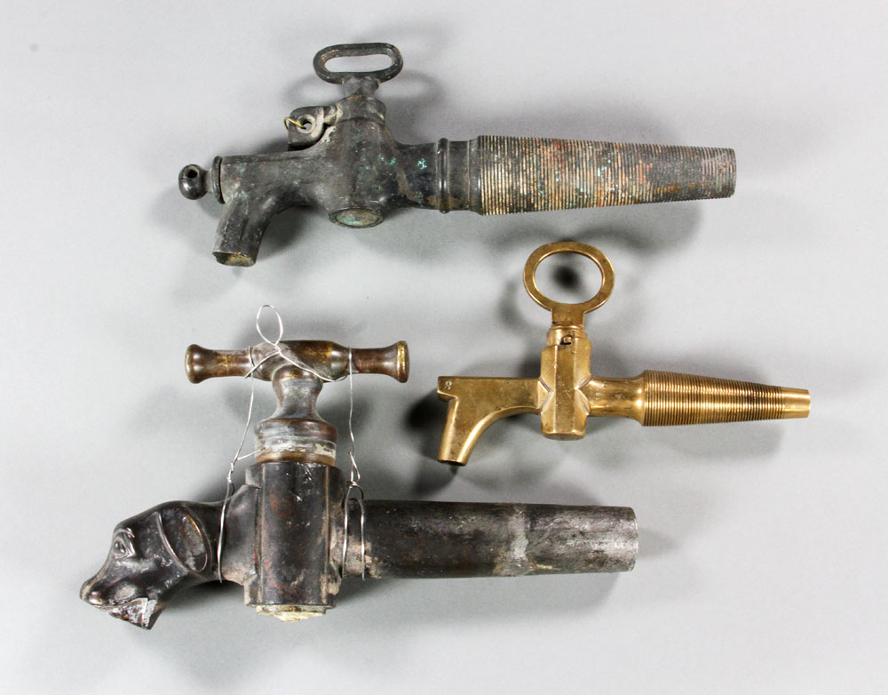 Appraisal: - Antique Key Spigots Lot of three antique bronze key