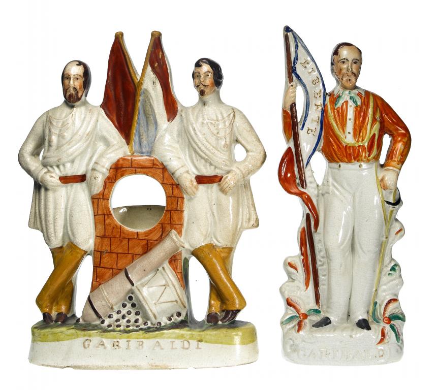 Appraisal: A STAFFORDSHIRE FLATBACK PORTRAIT FIGURE OF GARIBALDI AND A STAFFORDSHIRE