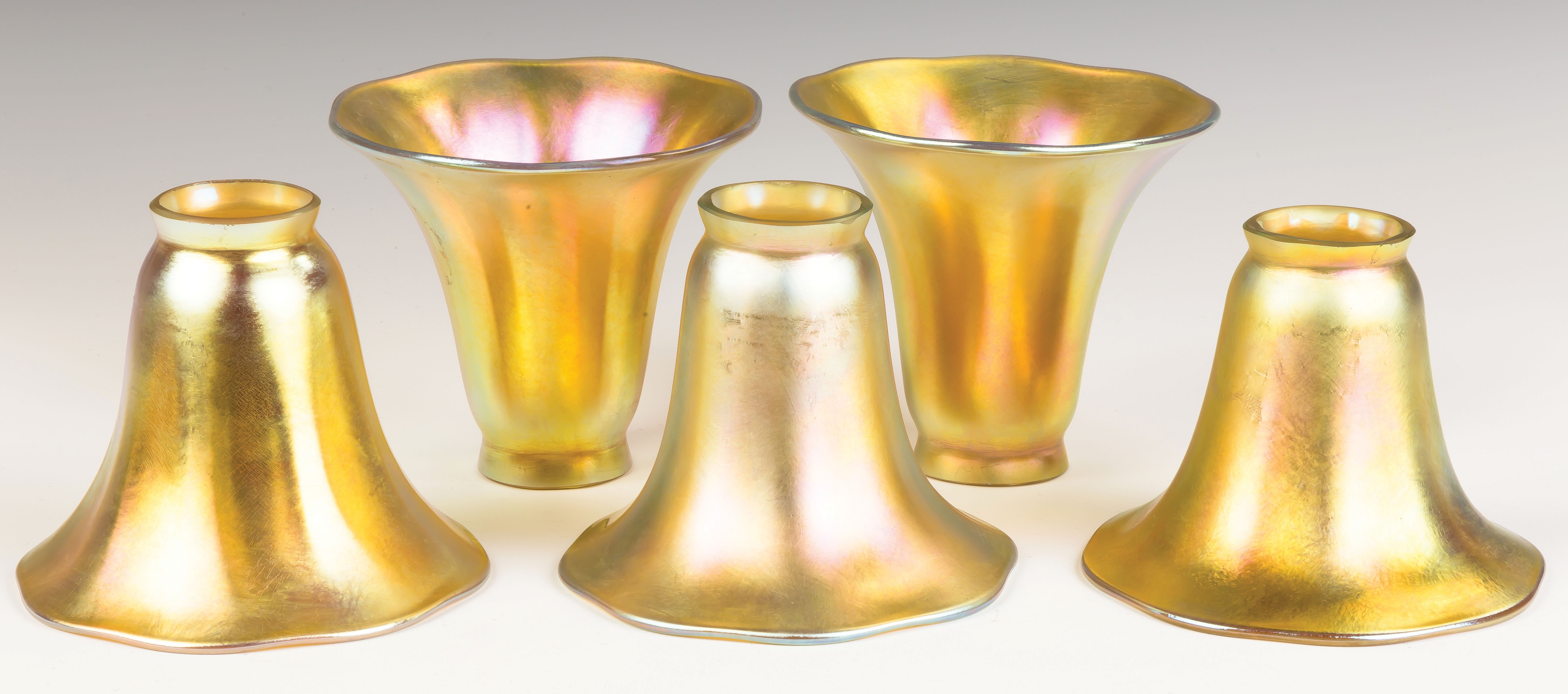 Appraisal: Five Gold Aurene Shades Contemporary