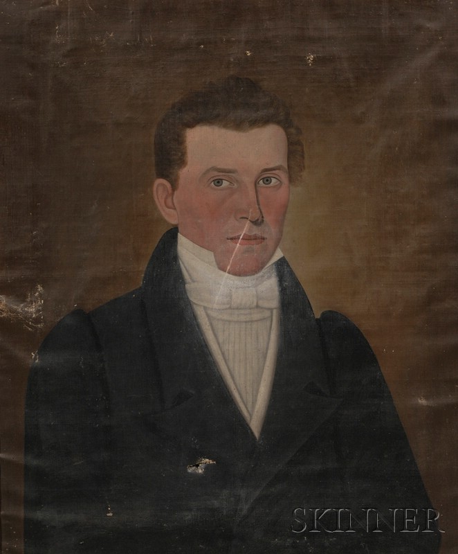 Appraisal: Attributed to John Brewster Jr American - Portrait of Doct