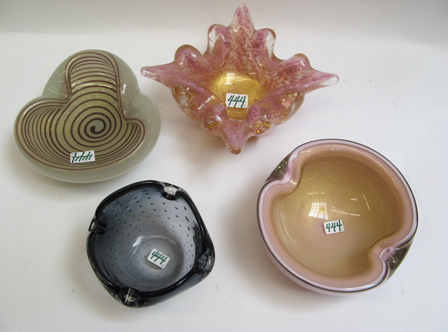 Appraisal: FOUR MURANO ART GLASS BOWLS an opaque bowl frosted white