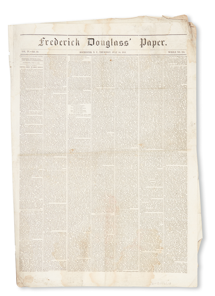 Appraisal: SLAVERY AND ABOLITION DOUGLASS FREDERICK Frederick Douglass' Paper Volume Number