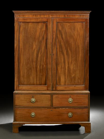 Appraisal: George III-Style Mahogany Linen Press composed of antique elements the