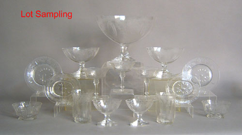 Appraisal: Large group of etched glass