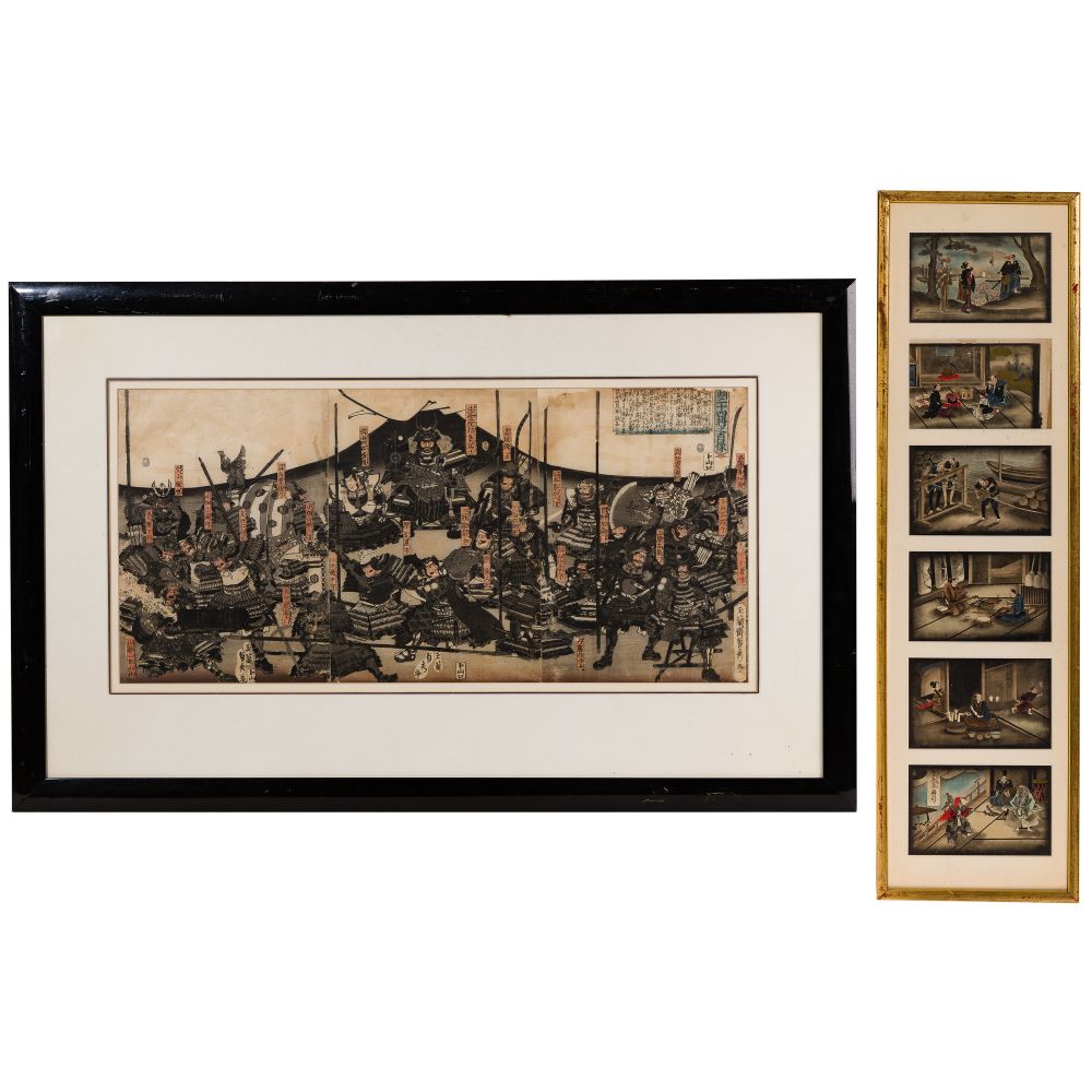 Appraisal: UTAGAWA SADAHIDE JAPANESE -C PORTRAITS OF TAKEDA SHINGEN WOODBLOCK TRIPTYCHMid-