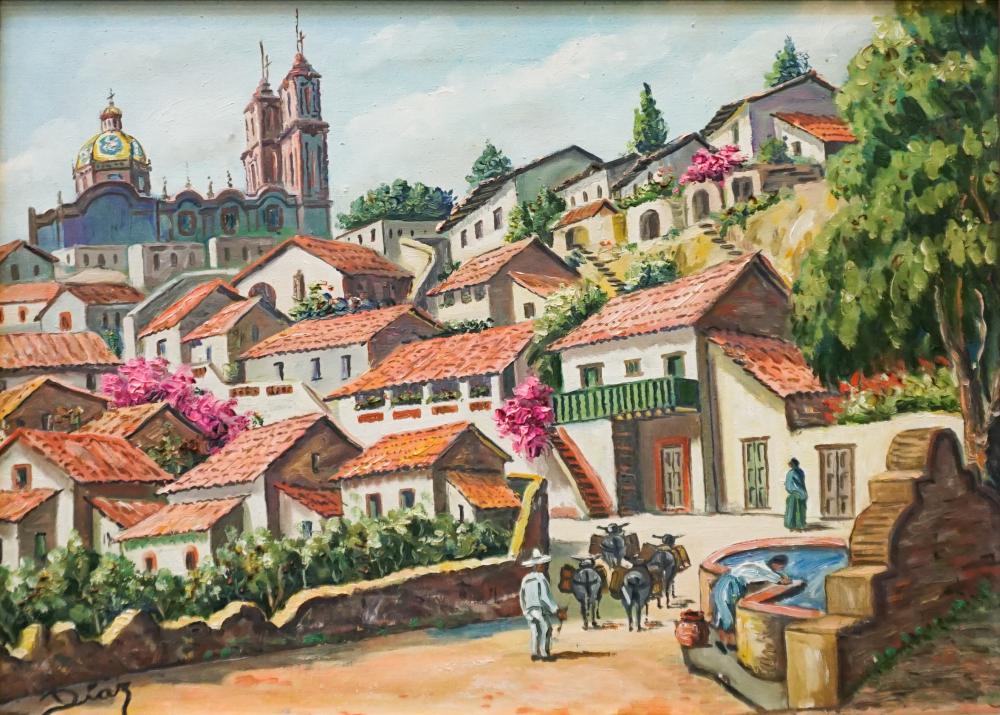 Appraisal: SOUTH AMERICAN TH CENTURY SCHOOL VILLAGE SCENE OIL ON CANVAS