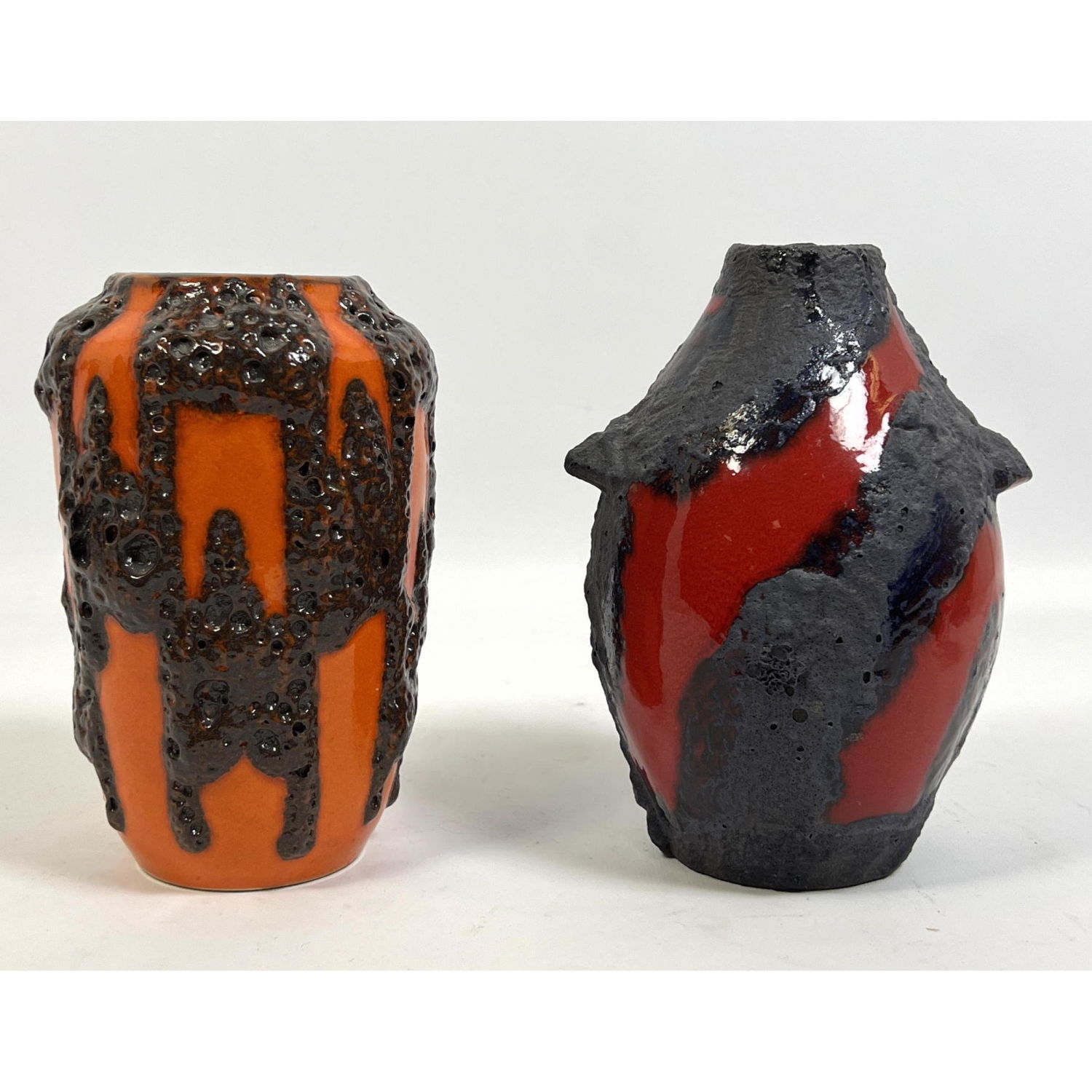 Appraisal: pc WEST GERMAN Art Pottery Modernist Vases Both with lava