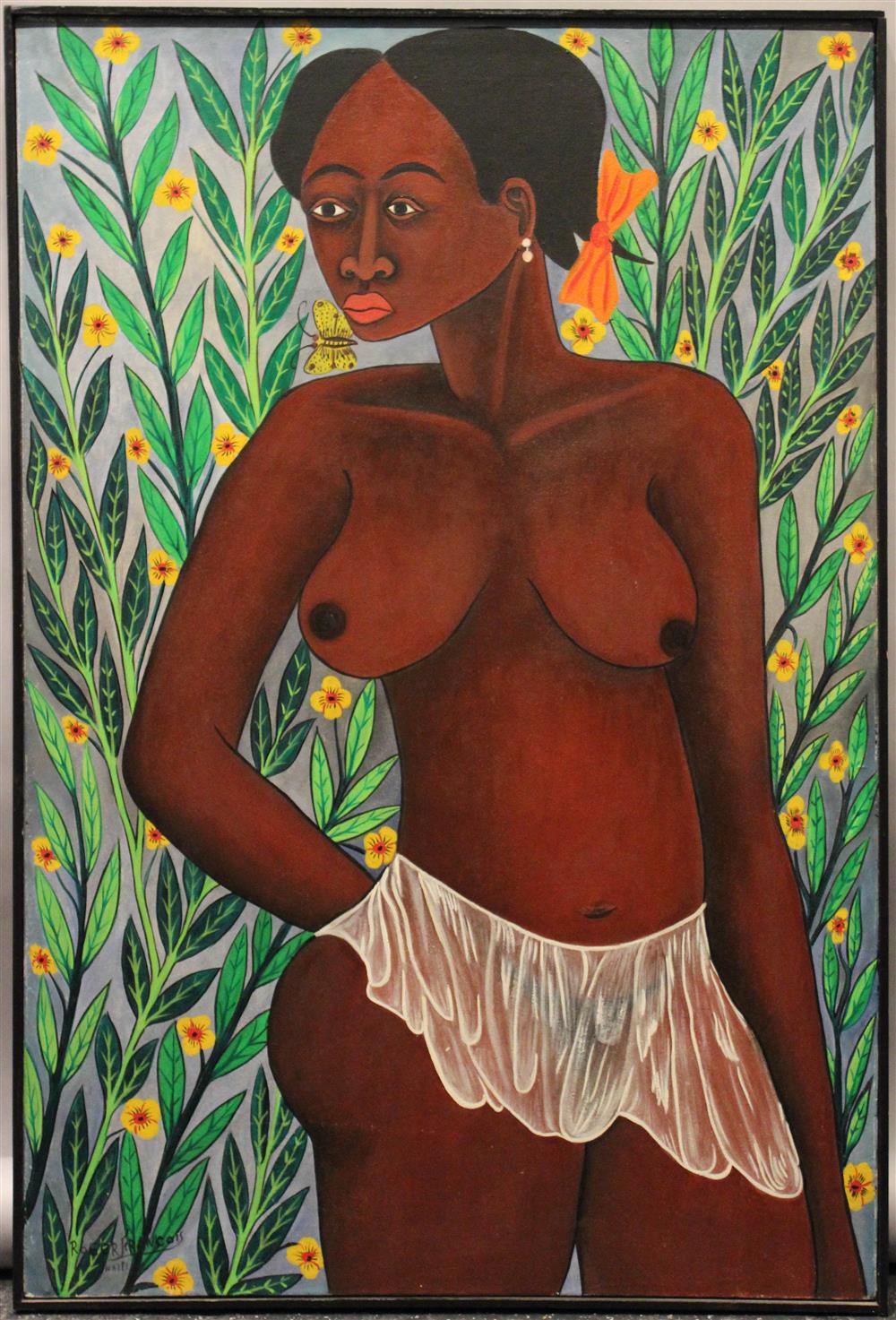 Appraisal: ROGER FRANCOIS HAITIAN CA - NUDE WOMAN Oil on canvas