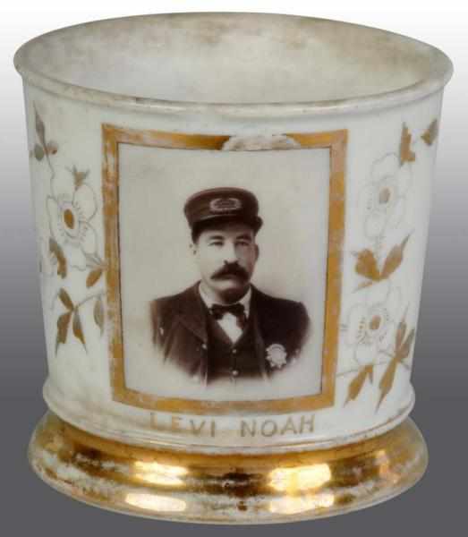 Appraisal: Police Marshal Shaving Mug Description Great photo image of Police