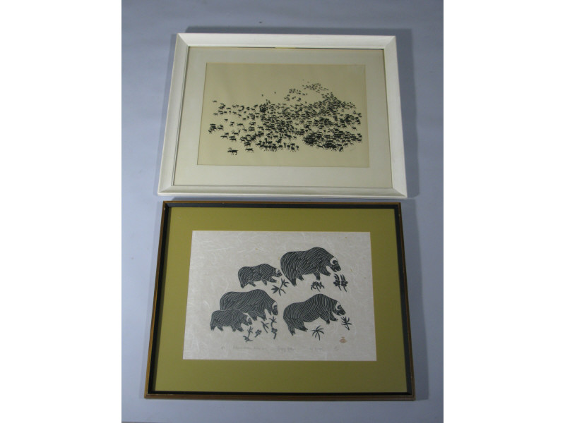 Appraisal: Two Inuit Art Prints the first is a line print