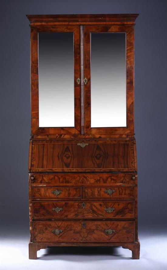 Appraisal: GEORGE I BURLED WALNUT SECRETAIRE early th century with original