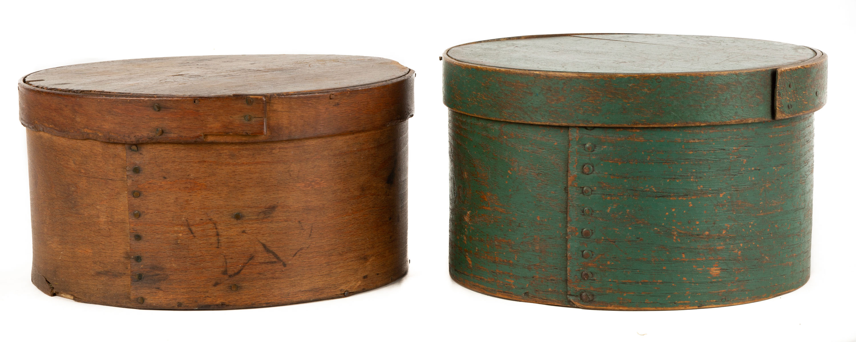 Appraisal: TH CENTURY PAINTED PANTRY BOXES Both are signed 'K Kendale